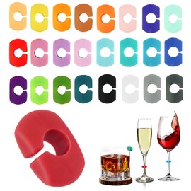 24 Stück glasmarkierer,markierer Silikon,glas markierung trinkgläser,glasmarker,Markieren,Wiederverwendbarer,gläser markieren,glasmarkierer silikon,Markierer Für Wein Champagner, Martini, Trink