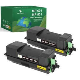 YUANQIMM Compatible MP 501 MP 601 Toner Cartridge (2 Black) 407823 Replacement for Ricoh MP 501 Toner Cartridge MP 601 for Ricoh MP 501SPF MP 601SPF SP 5300dn 5300 SP 5310dn Printer (25,000 Pages)