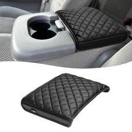 KBH Center Console Armrest Cover Pad for Jump Seat 1999-2003 Ford F150, Vinyl Leather, Middle Console Lid Cushion Protector, Interior Accessories, Anti-Scratch, Black