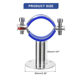 sourcing map Stainless Steel Pipe Supports Wall Mount Ceiling Mount Pipe Bracket Adjustable Clamp Pipe Straps with Screws Fit for Dia 48-51mm Pipe Tube