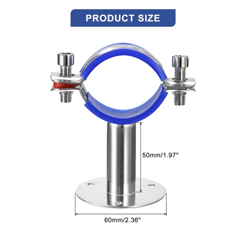 sourcing map Stainless Steel Pipe Supports Wall Mount Ceiling Mount