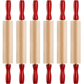 Bedwina Mini Rolling Pin 7.5 Inch (6 Pack) Kids Rolling Pin Set for Play Dough Access...