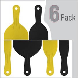 Bates 6 Pack Plastic Putty Knife Set - Black & Yellow, Paint Scraper, Spackle Tool, Spreader