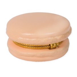 Two's Company Peach Macaron 2.25 Inch Ceramic Limoge Style Trinket Box