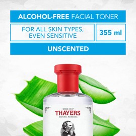 THAYERS Alcohol-Free Witch Hazel Unscented Face Toner Skin Care with Aloe Vera, Natural Gentle Facial Toner, for All Skin Types, Duo Pack (2 x 355mL)