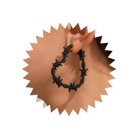 Wendalern Heart Hoop Earrings Open Heart Shaped Hoop Earrings Knotted Twisted Thorns Heart Drop Earrings Large Hollow Love Heart Statement Earrings Jewellery for Women and Girls, Zinc, No Gemstone