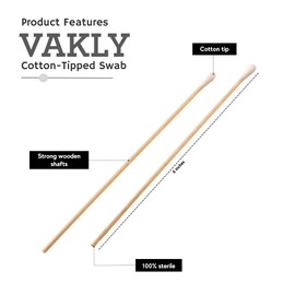 Vakly 200 Sterile Cotton Tipped Applicators 6’’ - Long 6 inch Wooden Medical Cotton Tip Applicator Swabsticks with Shaft and Soft Swabs for Location Application, Cleaning, Crafts and More