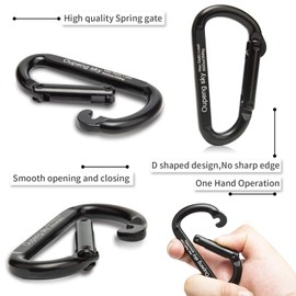 Carabiner Clip, 4 Pack, 855lbs，3" Heavy Duty Caribeaners for Hammocks, Camping Accessories, Hiking, Keychains，Outdoors and Gym etc, Small Carabiners for Dog Leash, Harness and Key Ring, Black