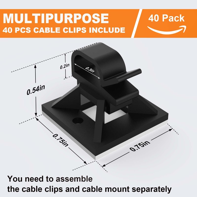 140 Pack 3/4" Zip Tie Adhesive Mounts Self Adhesive Cable