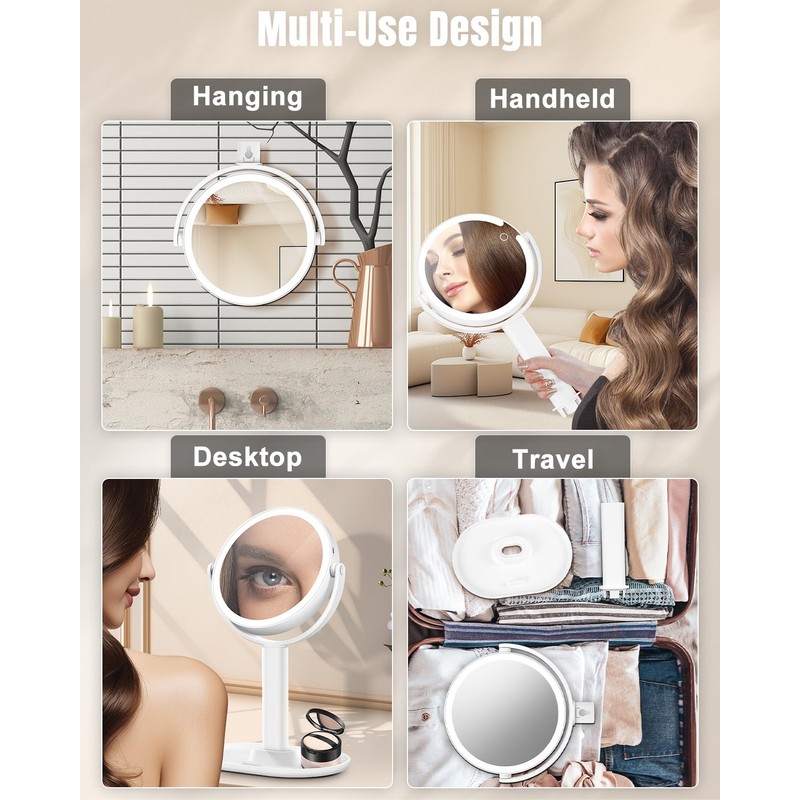 vpu 15X Magnifying Makeup Mirror with Lights, Double Sided 360°