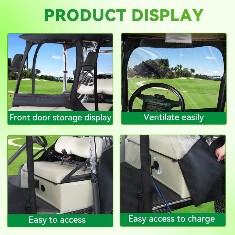 Panglong Club Car DS Enclosure, Multifunctional Polyester Golf Cart Cover-Waterproof