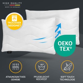 LILENO HOME Pillow 70 x 90 cm - Bed & Decorative Cushion with Zip for Adjustment, Washable up to 95°C, Sofa & Bed Cushion