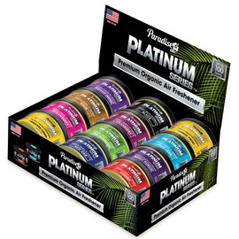 Paradise Air Platinum Can Car Air Freshener, 12 Pack Assorted Scents Mix, 100-Day Long-Lasting Organic Odour Eliminator Fragrance for Car, Home or Office