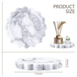 5.5 Inch Round Marble Tray with Scalloped Edge