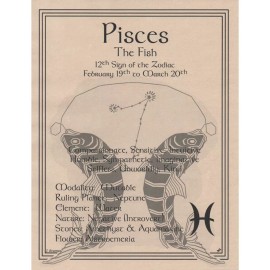 Pisces Zodiac Sign Poster 8.5 x 11" Parchment Print Page Star Sign Astrology
