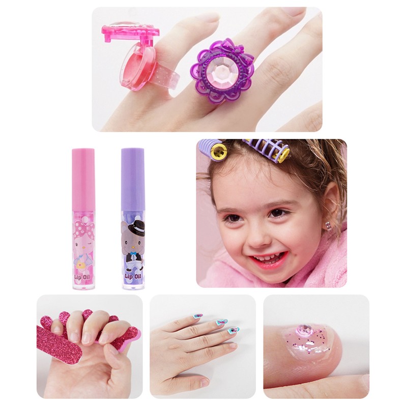 Kids Portable Cosmetics Box Children Realistic Washable Makeup Kit Girl