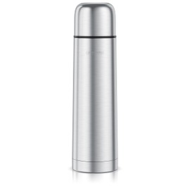Arendo Stainless Steel Thermal Flask 750 ml - Insulated Flap with Automatic Closure - 360° Drinking Opening - Keeps Hot/Cold - Leak-Proof - with Cup - Silver