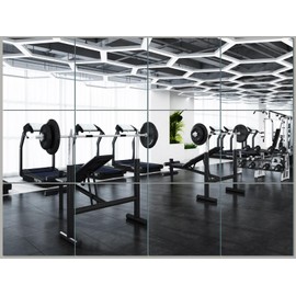 VSAR House Home Gym Mirror, 12Pcs 10" × 12" HD Glass Wall Mirror for Gym, Frameless Full Length Self Adhesive Wall Mirror Tiles for Wall Decor, Bedroom, Living Room, Over The Door