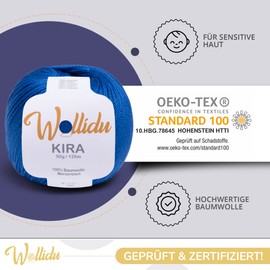 Wollidu Kira 100% Cotton for Knitting and Crocheting 10 x 50 g Set Crochet Yarn Knitting Yarn White