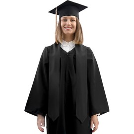 Graduation Stole, Plain Black Graduation Stole Class of 2024, Graduation Sash, Graduation Stole Class of 2024, Classic End With Trim Unisex Adult 70" Graduation Stole for Academic Commencements