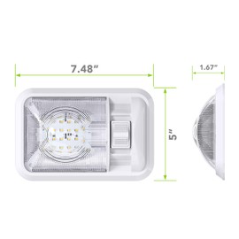 Leisure LED 2 Pack 12V RV Ceiling Dome Light RV Interior Lighting for Trailer Camper with Switch, Single Dome 300LM (Natural White 4000-4500K, 2-Pack)