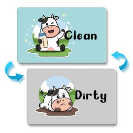 Cute Cartoon Animal Clean Dirty Dishwasher Magnet, Refrigerator Washing Machine Magnet Double Sided Kitchen Reversible Dish Washer Sign, Apartment Kitchen Accessories