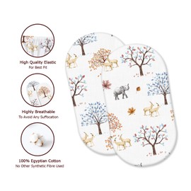3 Pack Moses Basket Fitted Sheets | 2 Pcs 100% Cotton Fitted Sheets, 1 Waterproof Mattress Protector | Oeko-tex 100 Breathable, Soft & Antiallergic (Grey Teddy & Moon, 75 x 30 cm)