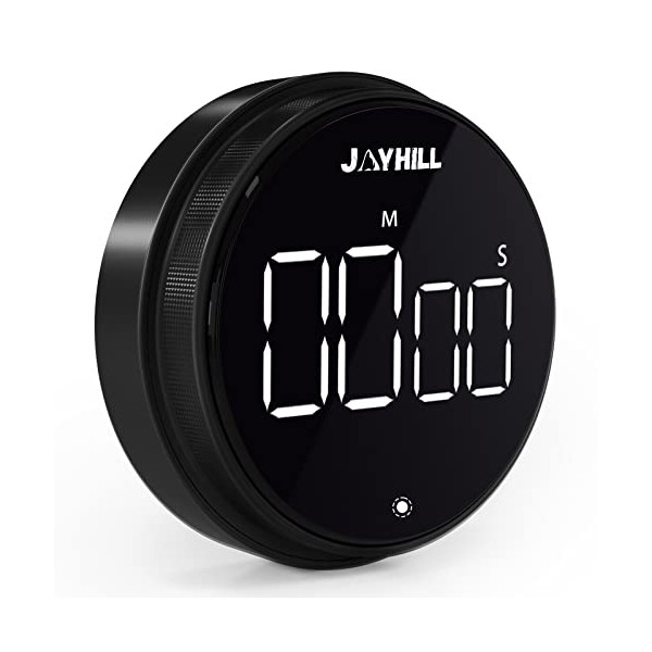 JOYHILL Timers, Digital Kitchen Timer Magnetic with Large LED Display, Volume Adjustable Countdown/up Clock for Kids, Cooking, Teaching, Classroom Study, Fitness and Oven（Black）