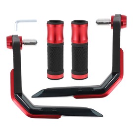 Partuto 7/8" 22mm 15/16" 24mm Motorcycle Hand Grips Cover Kit Aluminum Alloy Rubber Handlebar Cover Red 1 Set Diamond Pattern