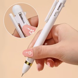 HJ Nail Dotting Pen Ballpoint Design Nail Art Kit with Tip Dot Paint, White-NAT248