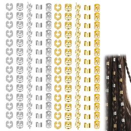 Hair Cuffs, 140 PCS Gold and Silver Dreadlock Accessories, Adjustable Hair Jewellery for Braids, Hair Styling Clips, Hair Beads for Braids for Adults