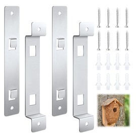 2 Sets of Bird House Brackets, Steel Bird House Mounting Bracket with Screws and Drywall Anchors, Bird Feeder Hanger Bracket Mounting Plate for Securing Bird Houses Nesting Boxes