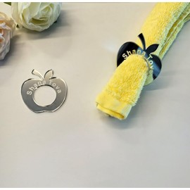 Shana Tova Silver Napkin Rings,Set of 12 Acrylic Gold Apple Shape for Elegant Weddings,Rosh Hashanah Celebrations & Special Events (Silver Mirror)