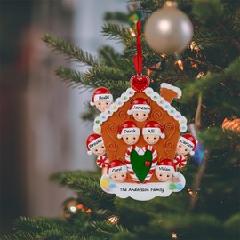MAXORA Adorno de Navidad personalizado para casa de jengibre, familia de 8 unidades, decoración de árbol de Navidad personalizada para padres, abuelos, nietos