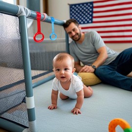 Baby Pull up Rings，Baby Toddler Walking Assistant Pull up Ring，playpen Pull up Rings，Strengthen Muscles,Perfect for Early Standing Practice, Boost Baby's First Steps!8PCS 4Colors