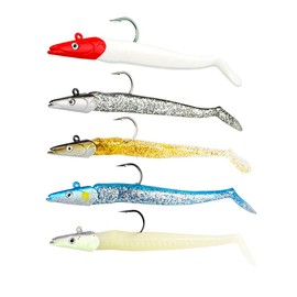 Lead Head Jigs Soft Fishing Lures Swimbaits with Hooks Paddle Tail Sinking Baits for Saltwater & Freshwater(5pcs/Set) (1.20oz-6.3")