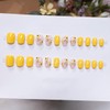 24 Pcs Yellow Press on Nails Short Square Flower Nail