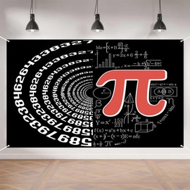 Aperturee Math Pi Day Banner 70.8 x 43.3 Inch, Happy Pi Day Backdrop Mathematical Equations and Pi Symbol Decoration for Math Lovers and Educators for Party Home Office
