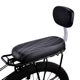 SHEKAKO Kid's Bike Seat Rear, Child Bicycle Back Seat, Children Bicycle Rear Seat, PU Leather Mountain Bike Cushion Rear Rack Seat, Comfort Bike Seat with Backrest (Black)