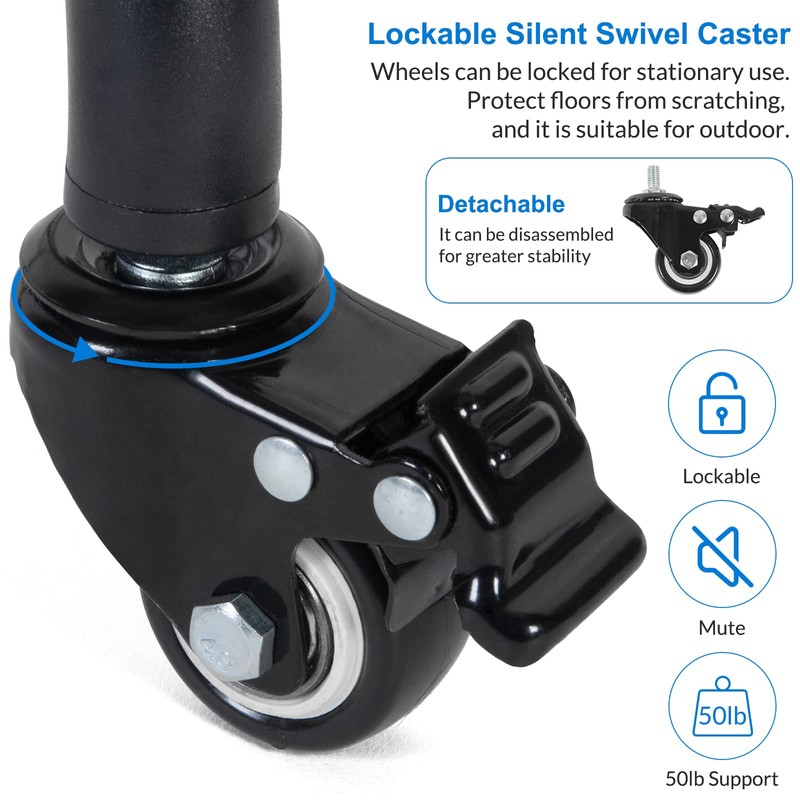 Tossbiss Laptop Tripod on Wheels with 2 Shelves, Portable Projector