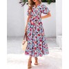 BTFBM Women Summer Floral Midi Dresses Casual Boho Puff Short