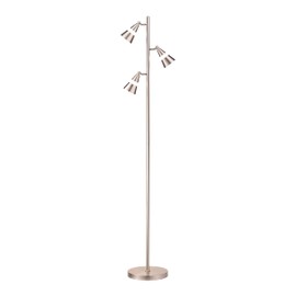 O’Bright Ash - 3-Light LED Tree Floor Lamp, Dimmable 3-Head LED, Multidirectional Standing lamp, Adjustable Multi-Shade, Swivel Cone Floor Lamp for Living Room, Bedroom, Brushed Nickel