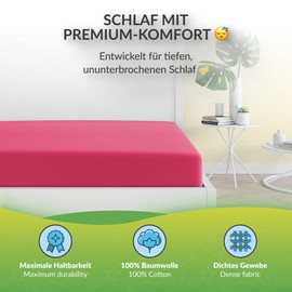 etérea Jersey Fitted Sheet, 100% Oeko-Tex Certified Cotton Bed Sheet for Mattresses up to 20 cm Deep, Children's Bed Sheet, 80 x 200 cm, Pink