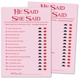 ZSHFMY Bridal Shower Games Cards for 30 Guests, Funny Party Games for Wedding Shower Engagement Newlywed Wedding Reception, Bridal Shower Games Set - He Said She Said -005