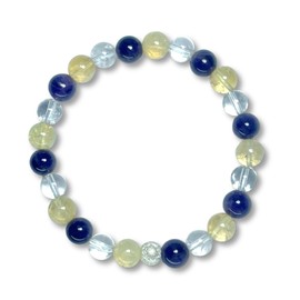 Majas Perlen Armband Gelassenheit innere Ruhe Amethyst Citrin Bergkristall echt 8mm mit 925er Sterling Silber 7mm facettiert - Größe 16 bis 18cm - Handmade Perlenarmband - Spiritueller Schmuck Unisex