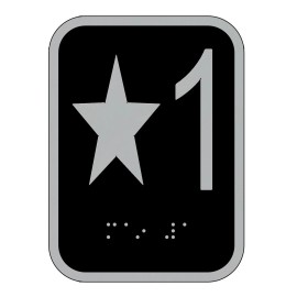 BuildingSigns.com Elevator floor number Star 1 sign - Elevator Jamb Plate Star 1( 3x4 CAAST IRON)