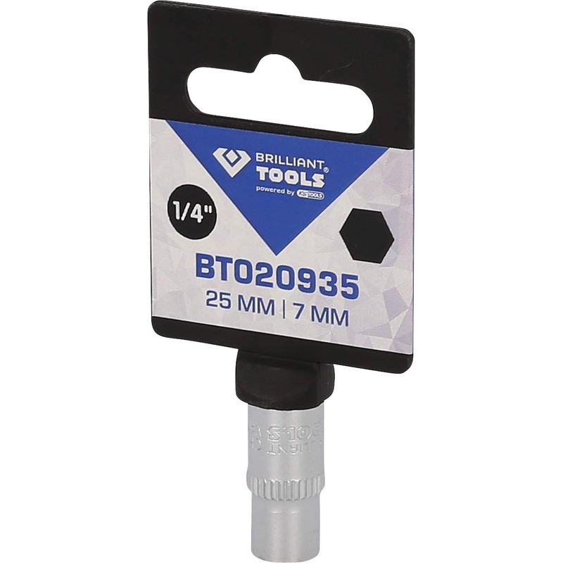 Brilliant Tools BT020935 1/4 Inch Socket Spanner, 25 mm, 7