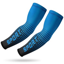 Eadali Arm Cover, 5 Colors, Plain, Cold Sensitive Effect, UV Protection, Sweat Absorbent, Quick Drying, Antibacterial, Odor Resistant, UPF 50+, Sun Protection, For Gaming/Sports, blue, XL