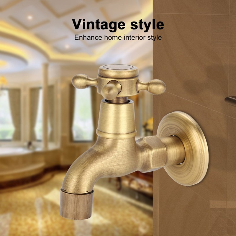 Wall Mounted Vintage Solid Brass Faucet Single Cold Water Tape
