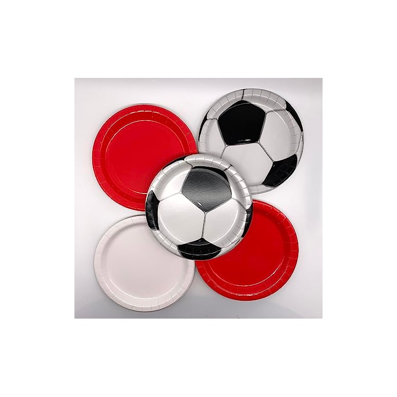 Beautiful Balloons Red and White Football Themed Paper Plates x